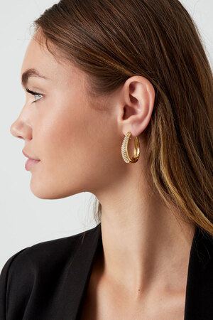 Earrings oval glam - Gold Stainless Steel h5 Picture3